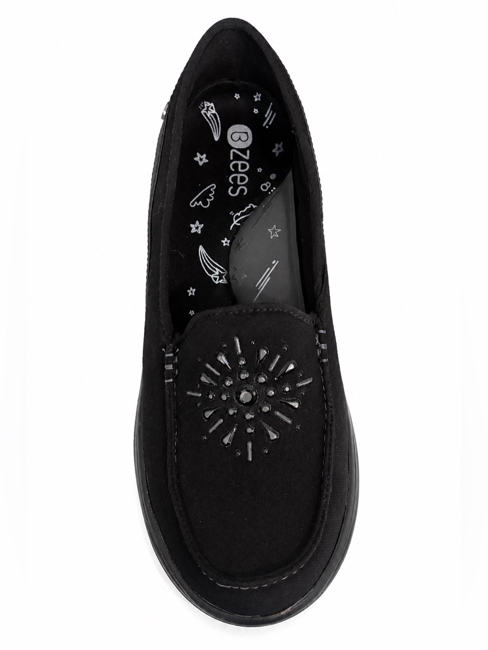 Bzees Evie Slip-On Shoes Women’s 9W Black Embellished Comfort Loafers